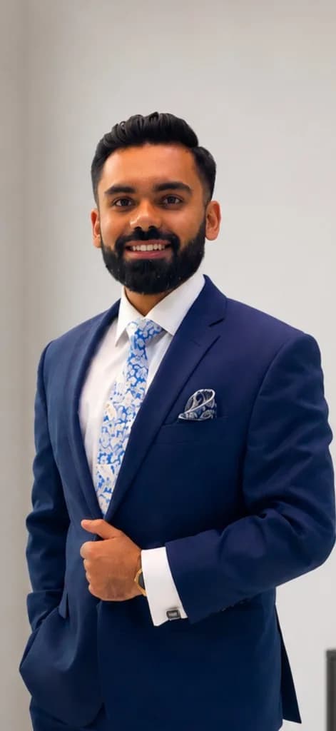 Dr. Shaharyar Ahmad, MD, in a navy suit