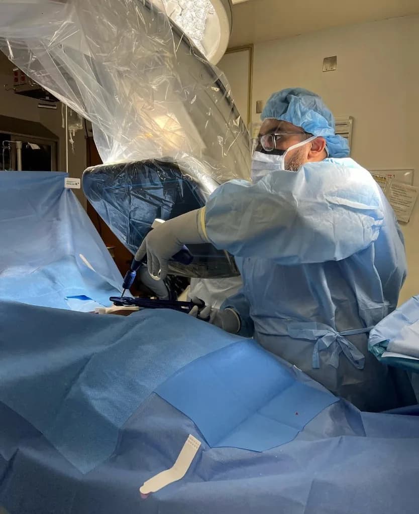 Dr. Ahmad performing minimally invasive lumbar decompression (MILD)